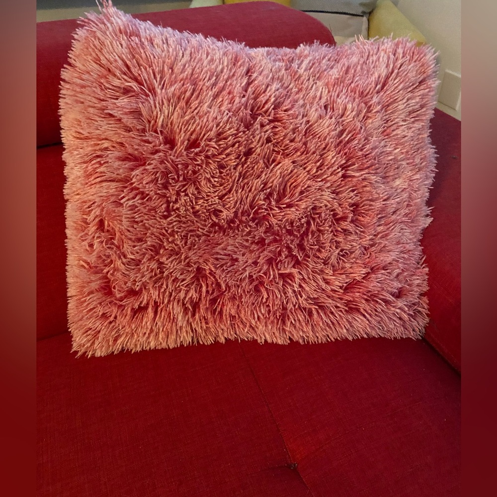 Pink Fluffy Throw Pillow